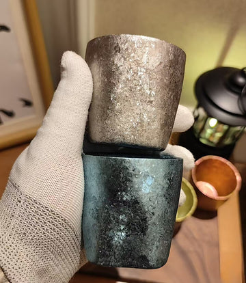 Pure Titanium Handmade Rock-Pattern Double-Layer Insulated Cup – 120ml